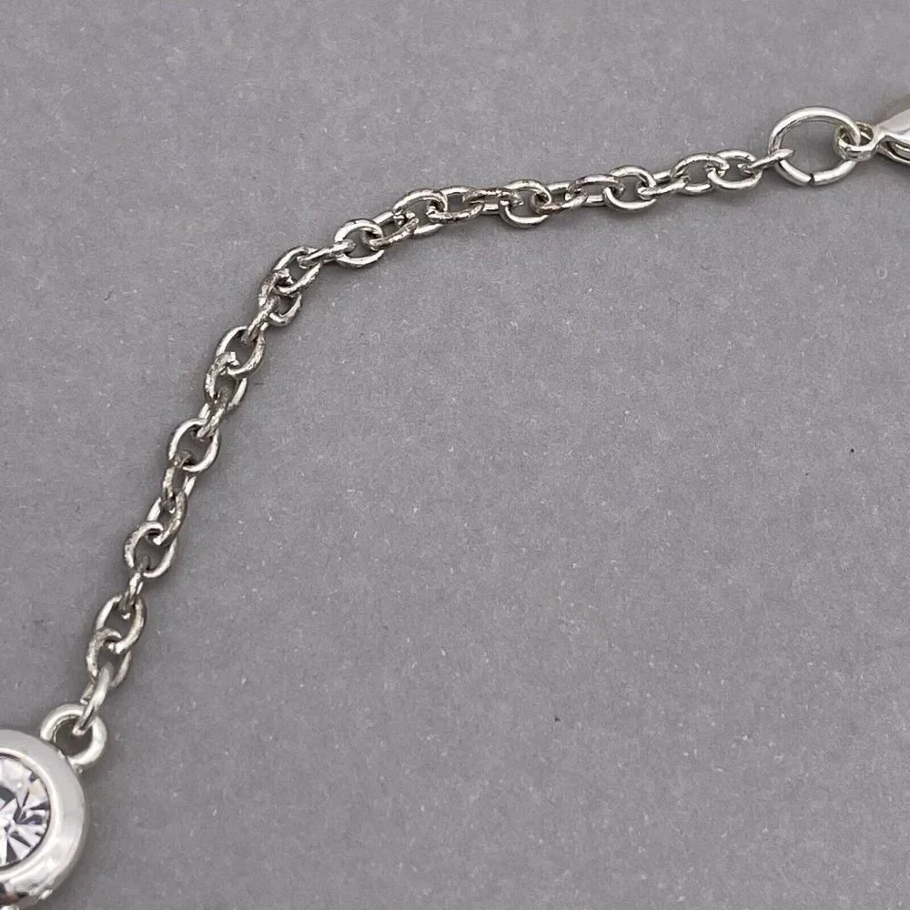 Charter Club Faceted Round Crystal Link Collar Necklace Silver Tone 14 to 20 in - Picture 7 of 7
